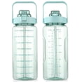 thumbnail image 1 of 64OZ Motivational Water Bottle with Straw & Time Marker Leakproof Large Sports Water Bottle Green, 1 of 8