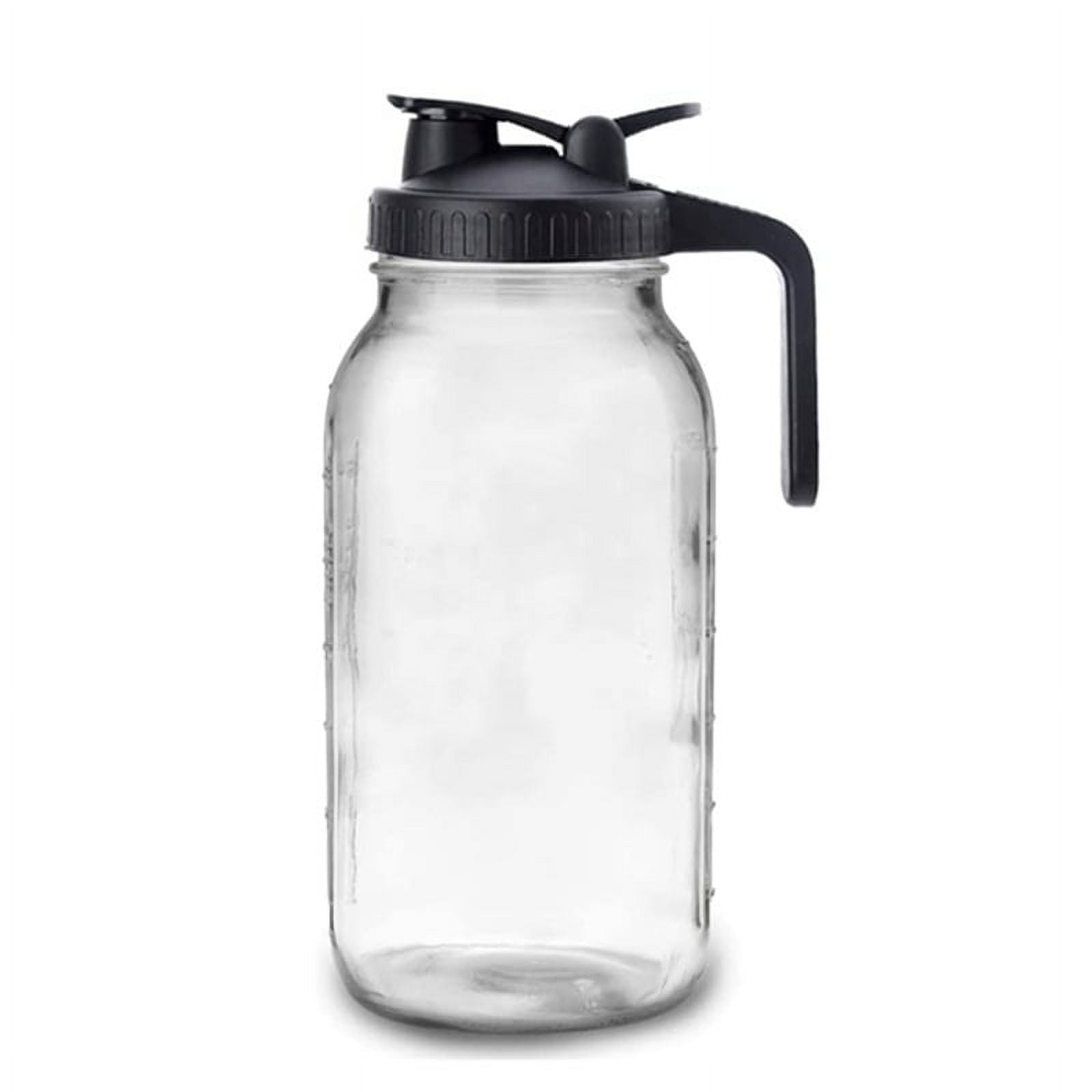 64Oz Glass Pitcher with Lid Wide Mouth Jar Leak-Proof, for Tea, Milk