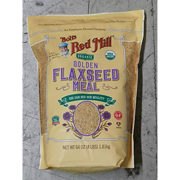 64Oz Organic Whole Ground Golden Flaxseed Meal Bobs Red Mill (4 Pounds Total)