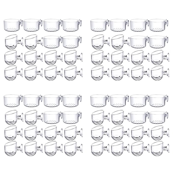 64PCS Aquatic Plant Cups, Transparent Acrylic Pot with Suction, Aquarium Decoration 2 Shapes