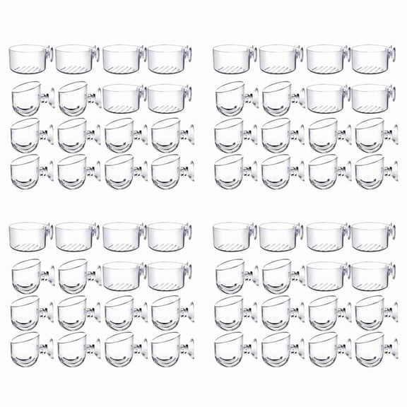 64PCS Aquatic Plant Cups, Transparent Acrylic Pot with Suction, Aquarium Decoration 2 Shapes