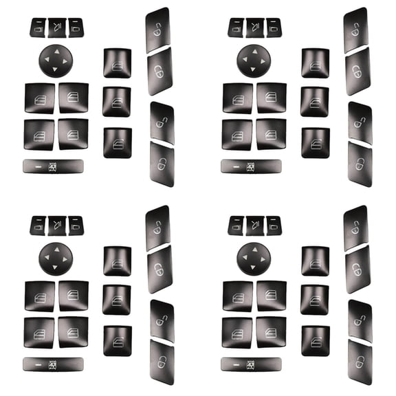 64PCS Car Door Seat Memory Lock Window Glass Lift Button Cover Sticker for CLA/GLA/////ML/A/B/E
