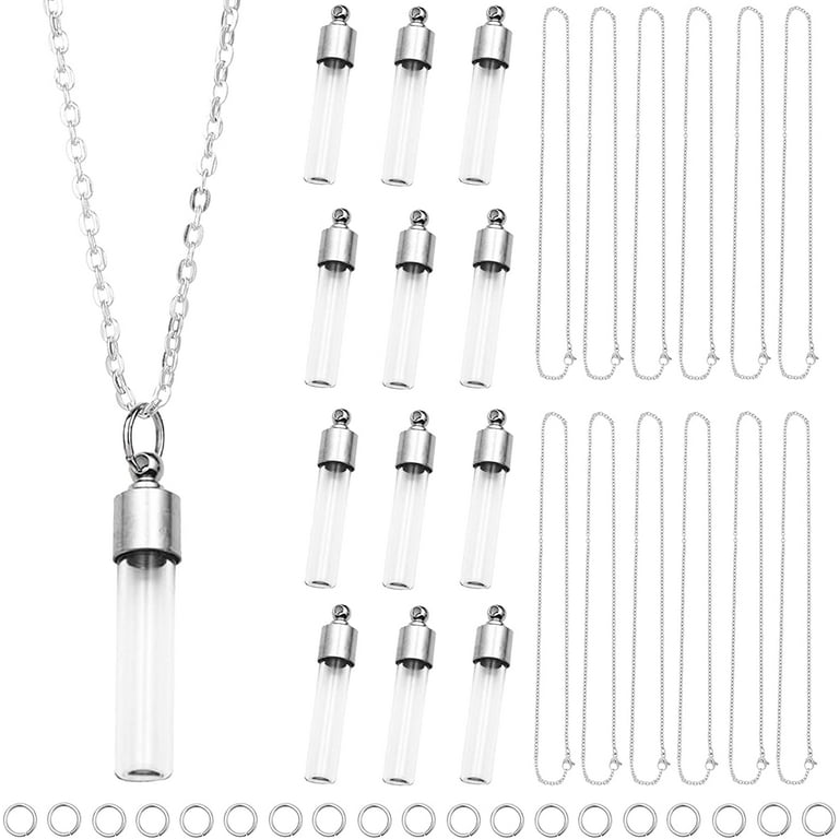 64PCS Vial Necklace Making Kit Hourglass Vial Pendants Handmade Clear Glass  Screw Cap Bottle Charms Necklace Chain & Jump Rings for Beginners Adults  DIY Necklace Jewellery Making 