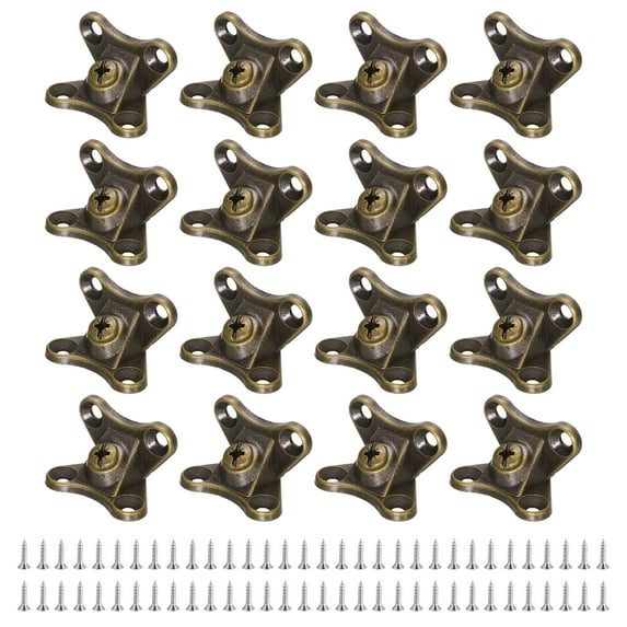 Uxcell Removable Corner Brace Metal Butterfly L Brackets Right Angle Support Screws for Shelves Cabinets 16pcs Bronze