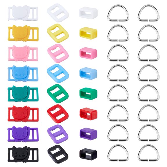 64Pcs 25 Styles Plastic Paracord Buckles Stainless Steel D Rings DIY Accessory Kit