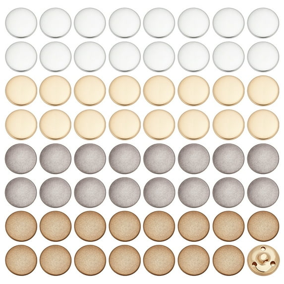 64Pcs 4 Colors 1-Hole Alloy Shank Buttons Flat Round Mixed Color 20x7mm Hole: 2.5x2.5mm 16pcs/color
