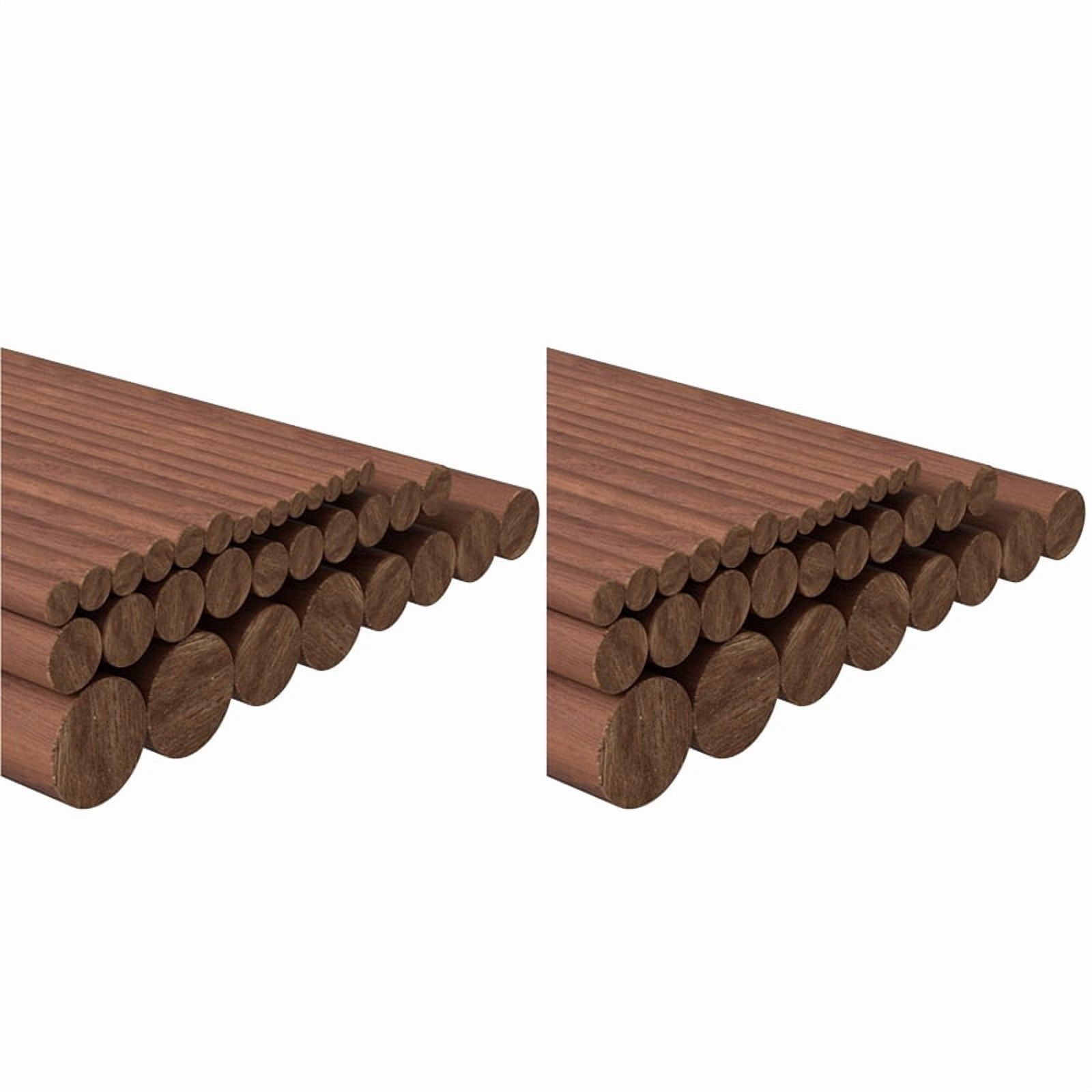 64Pcs 7 Size Walnut Wooden Dowel Rods 6 Inch Long Wooden Dowel Rods Sticks 4/6/8/10/12/15/18mm Wood Sticks