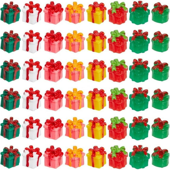 64Pcs Christmas Mini Figurines Miniature Gift Boxes Mini Christmas Figurines Tiny Resin Christmas Figures Christmas Miniatures Figurines