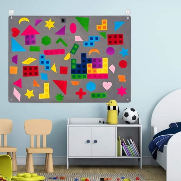 Laffact 64-Piece Felt Storyboard Set,Assorted Graphic Shapes Banner for Classroom Learning