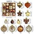 thumbnail image 1 of 64Pcs Multi-Style Christmas Ball Ornaments, Bow & Deer Painted Hanging Decor, Festive Baubles for Xmas Tree Decoration, 1 of 1