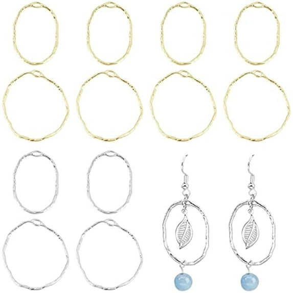 64Pcs Ring Open Bezel Pendants Oval Open Back Bezel Pendants Geometric Hollow Frame Charms for DIY UV Resin Pressed Flower Jewelry Making 30mm/35mm