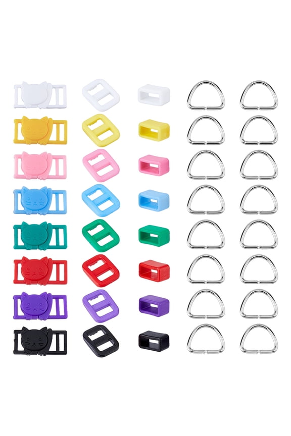 64Pcs Safety Breakaway Buckle 25 Styles Plastic Buckles Bag Buckle Belt Loop Keeper Slider Buckles 13-22mm