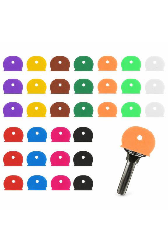 64Pcs Wear-Resistant Silicone Key Covers with Hanging Hole for Keyrings