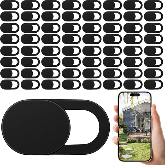 64Pcs Webcam Cover, Ultra Thin Laptop Camera Cover Slide for Laptop/Cell Phone/PC/Tablet PC Accessories Camera Blocker Slider, Great for Privacy - Black