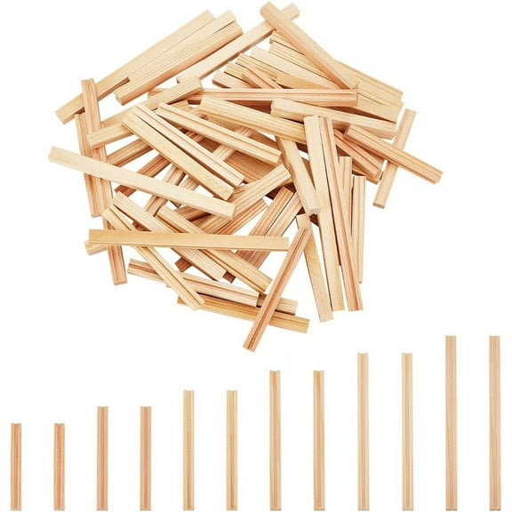 64Pcs Wooden Dowel Pins 6 Size Domino Tiles Holder Racks Concave Grooved Wood Strip Concave Wood Dowel Rod Wood Concave Sticks Model Accessories for DIY Wood Craft Supplies for diy