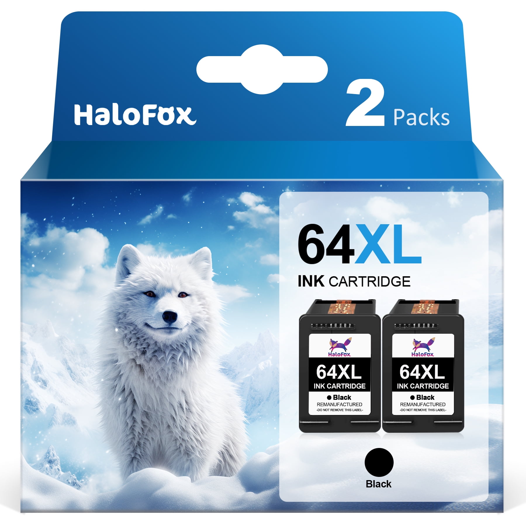 Halofox High Yield 64XL Black Ink Cartridge for HP Envy Photo & Tango X