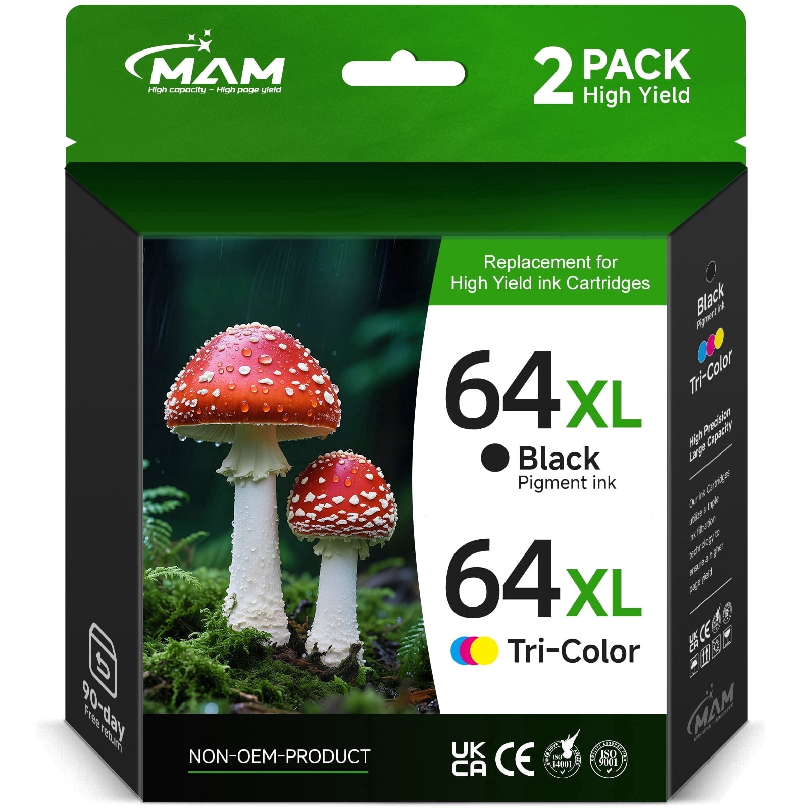 64XL Ink Cartridges Black/Color Combo Pack Compatible for 64 Ink Cartridge for Envy Photo 7855 7858 7155 7120 Printer (1 Black, 1 Color)