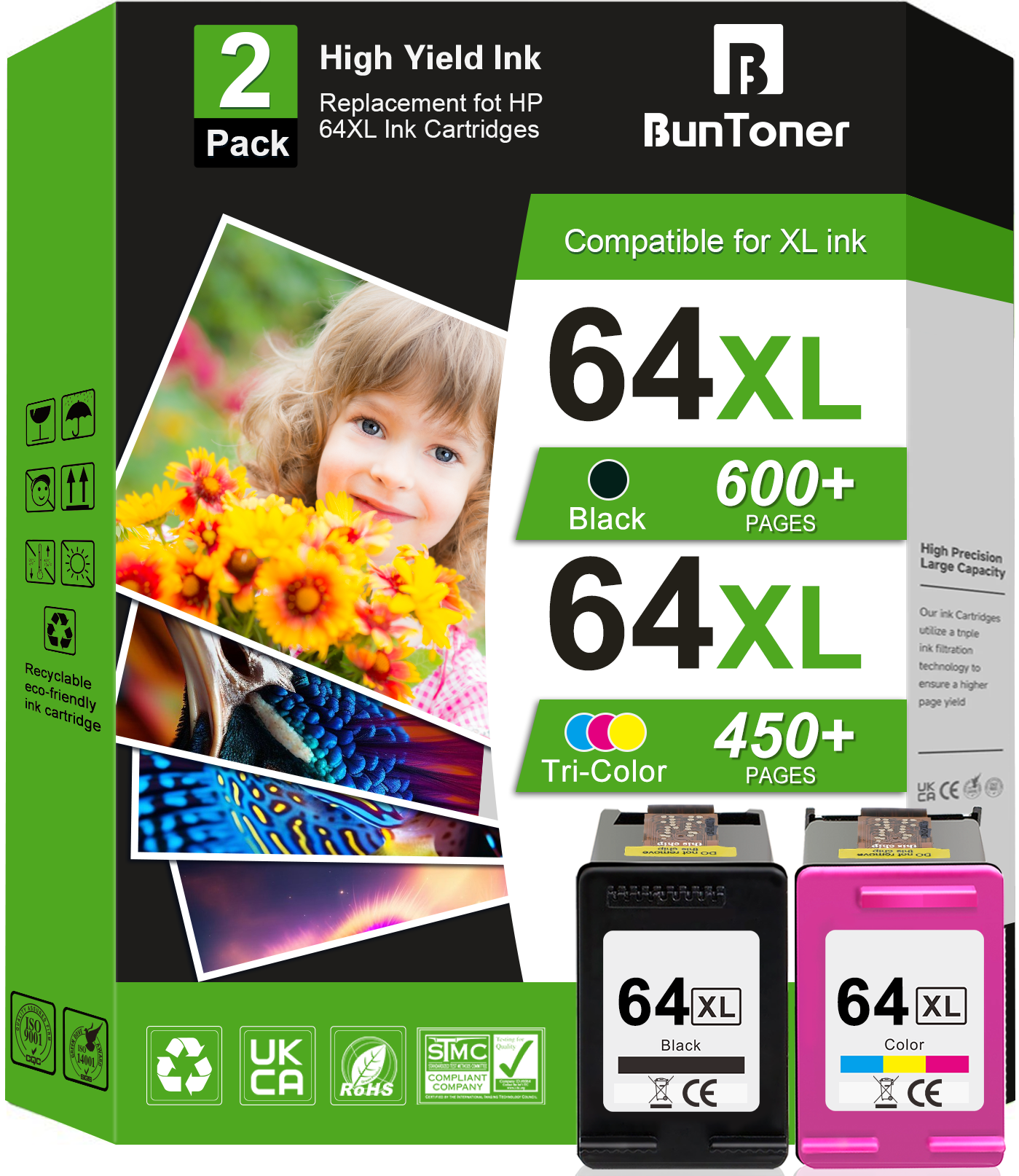 64 Ink Cartridges Compatible for HP 64XL Ink Cartridges Combo for Printer Ink HP 64 (Black and Tri-Color)