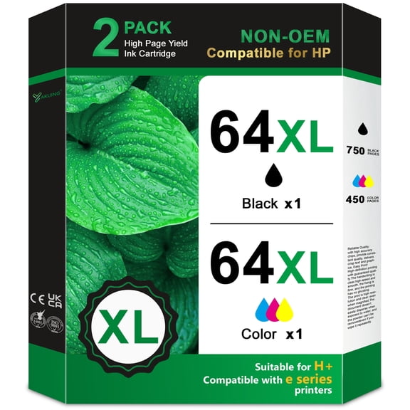 64XL Ink Cartridges Compatible for HP 64 XL Ink Cartridge Combo Pack 64 Ink for 7855 7858 7800 7155 Printers (Black, Tri-color)