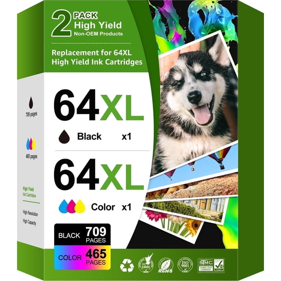 64XL Ink Cartridges Combo Pack Compatible for HP64 Ink Cartridges Ink 64 XL 7858 7855 7155 7255e 7955e