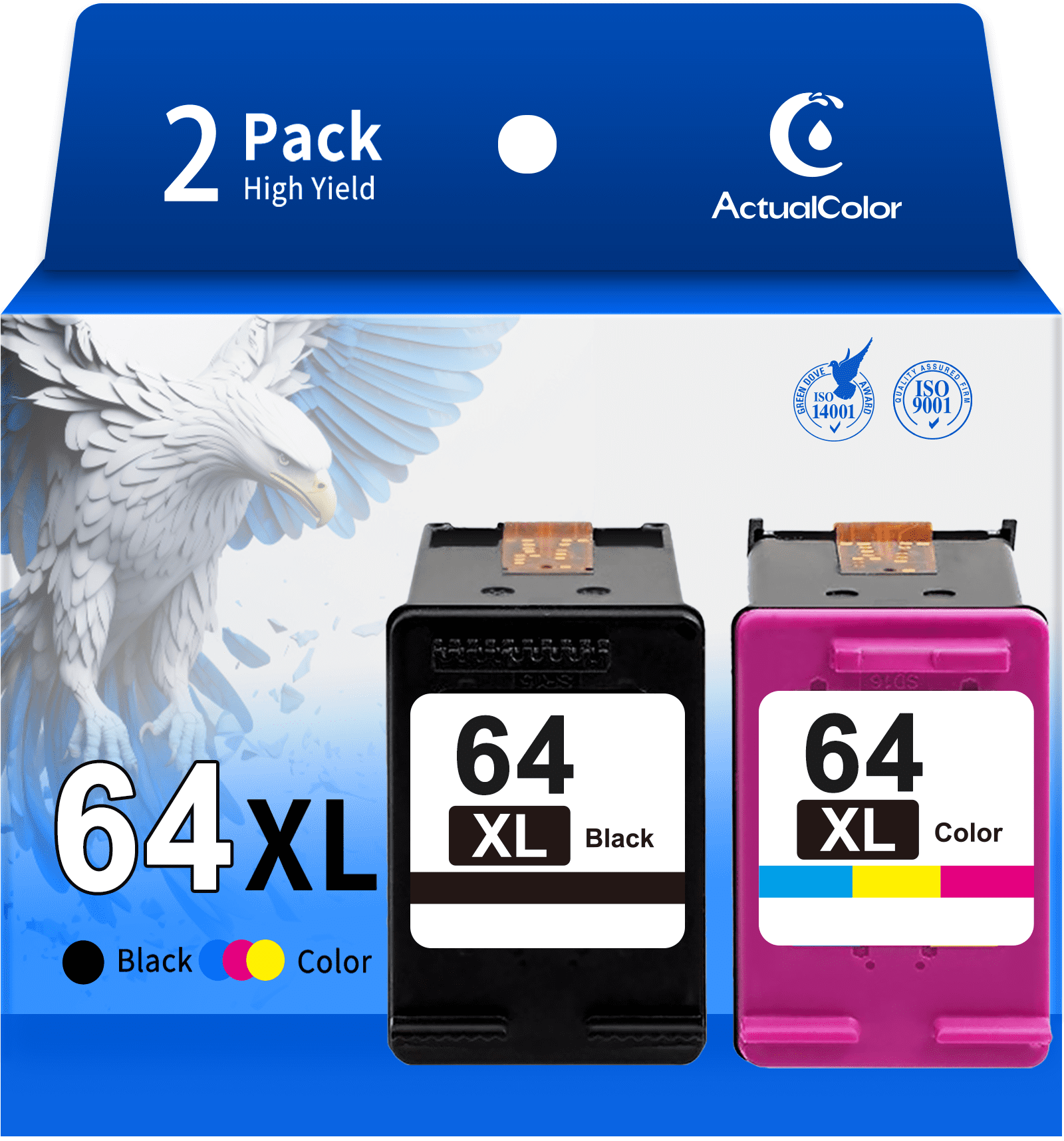 64 Ink Cartridges Compatible for HP 64XL Ink Cartridges Combo for HP Printer Ink 64 for Envy Photo 7855 (Black, Color )