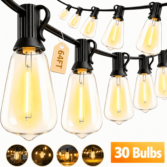 37ft Solar String Lights Outdoor 10+1 Shatterproof Led - Walmart.com