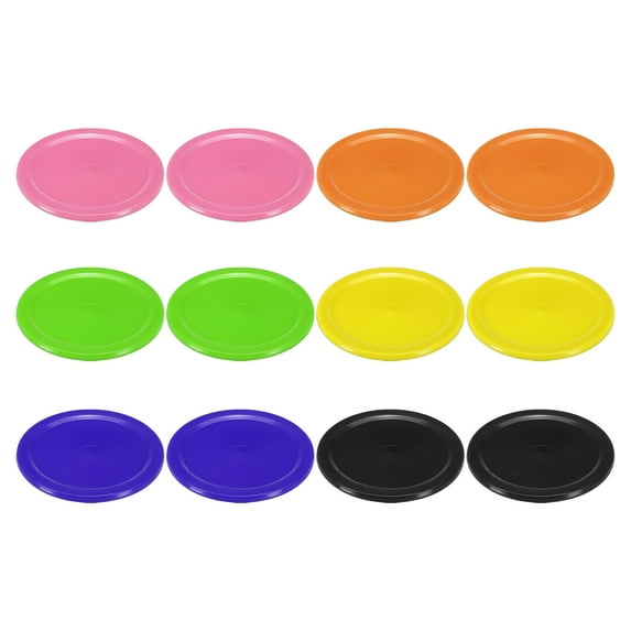 64mm/2.5 Inch Air Hockey Pucks, Air Hockey Heavy Replacement Pucks 2Pcs Per Color, 12 Pack