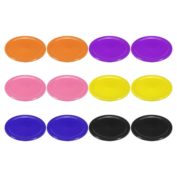 64mm/2.5 Inch Air Hockey Pucks, Air Hockey Heavy Replacement Pucks Accessory 2Pcs Per Color, 12 Pack