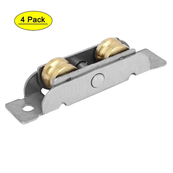64mm Length 12mm Dia Double Rollers Sliding Window Sash Pulley Wheel 4Pcs