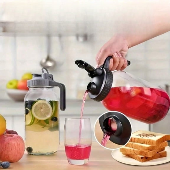 64oz 2 Set Sun Tea Glass Jar With Spout, 2 Quart Wide Mouth Half Gallon Pitcher For Cold Brew, Fridge Breastmilk Storage, Beverage Airtight Ice Tea, Coffee Pitcher, Water Jug - Heavy Duty