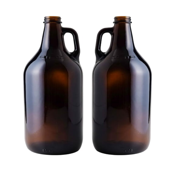 64oz Amber Glass Growlers with Polyseal Caps (2 Pack) | Half Gallon (1/2 Gallon) Beer Growler Jugs for Home Brewing, Wine, Cider & Kombucha Reusable Amber Glass Jugs for Beverage Storage