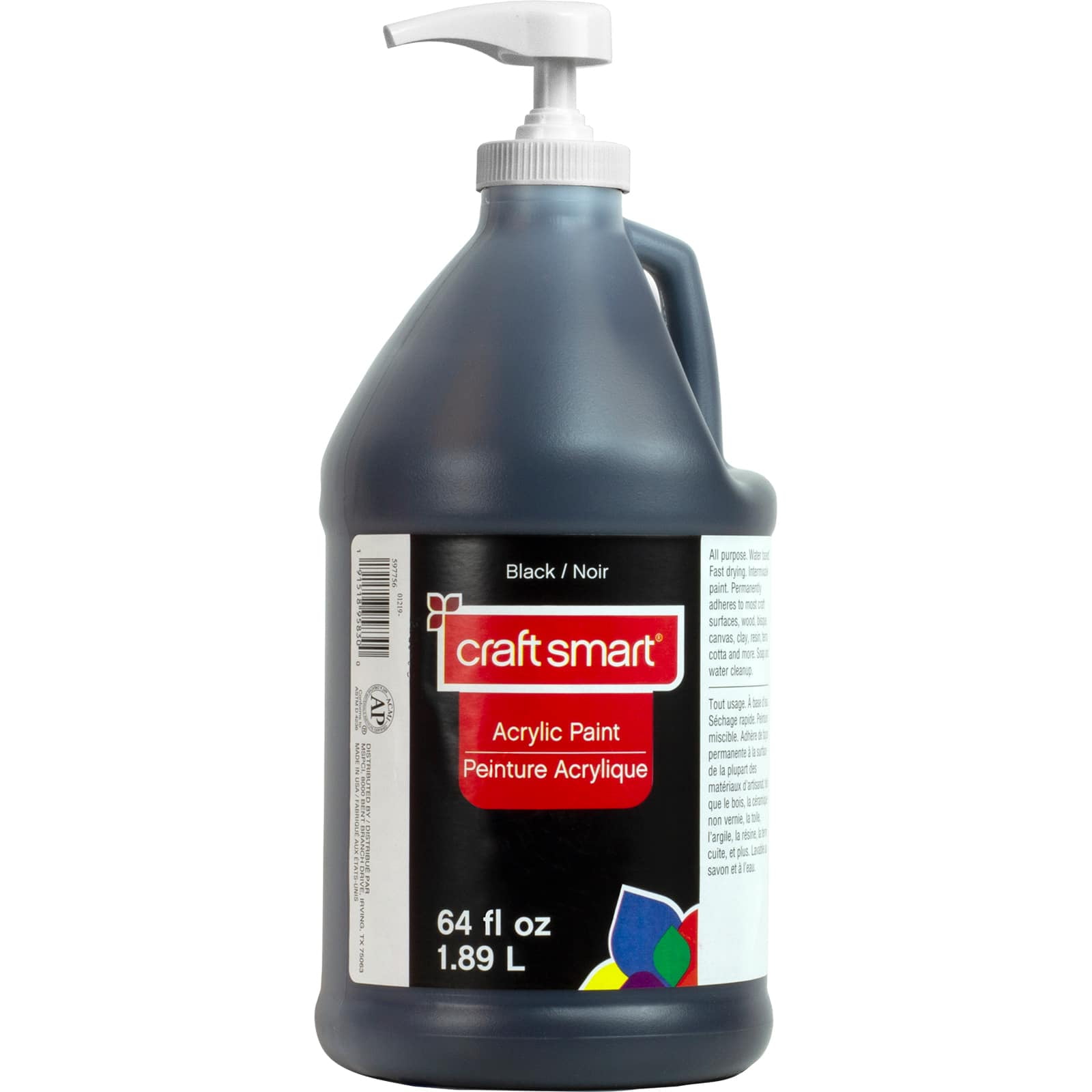 Craft Smart 64oz. Black Acrylic Paint - Fast Drying Paint for Drawing, Painting, Art & Crafts Supplies - 1 Pack