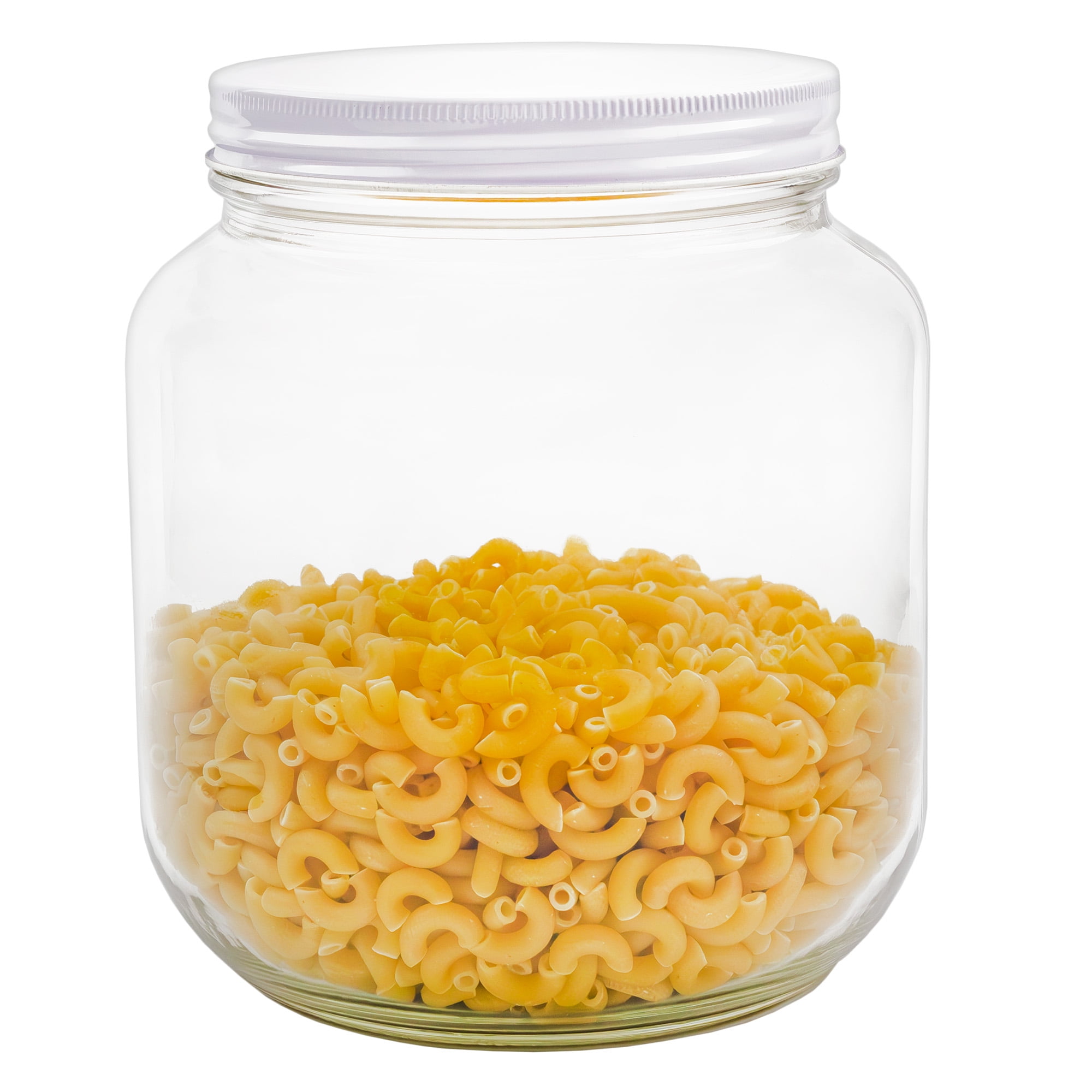 64oz Clear Glass Jar with White Plastic Lid for Pantry Storage