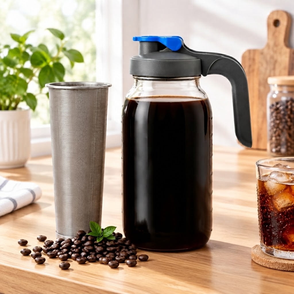 64oz Cold Brew Coffee Maker With Leak Proof Lid - Gray - Walmart.com