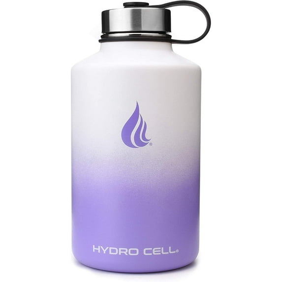 64oz (Fluid Ounces) Wide Mouth Hydro Cell Stainless Steel Water Bottle Lavender/White