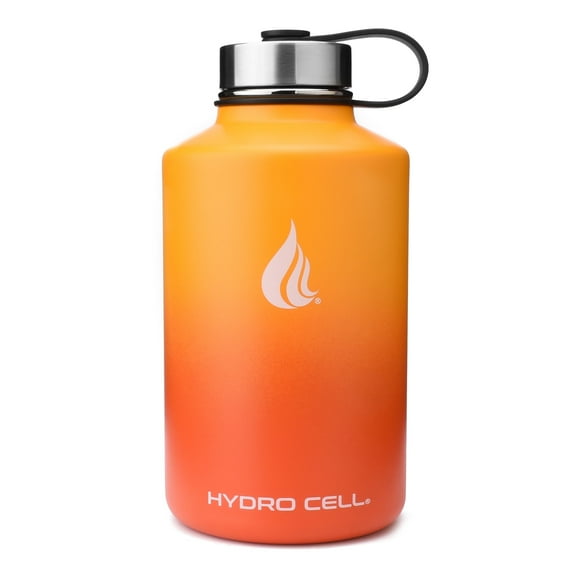 64oz (Fluid Ounces) Wide Mouth Hydro Cell Stainless Steel Water Bottle Red/Orange