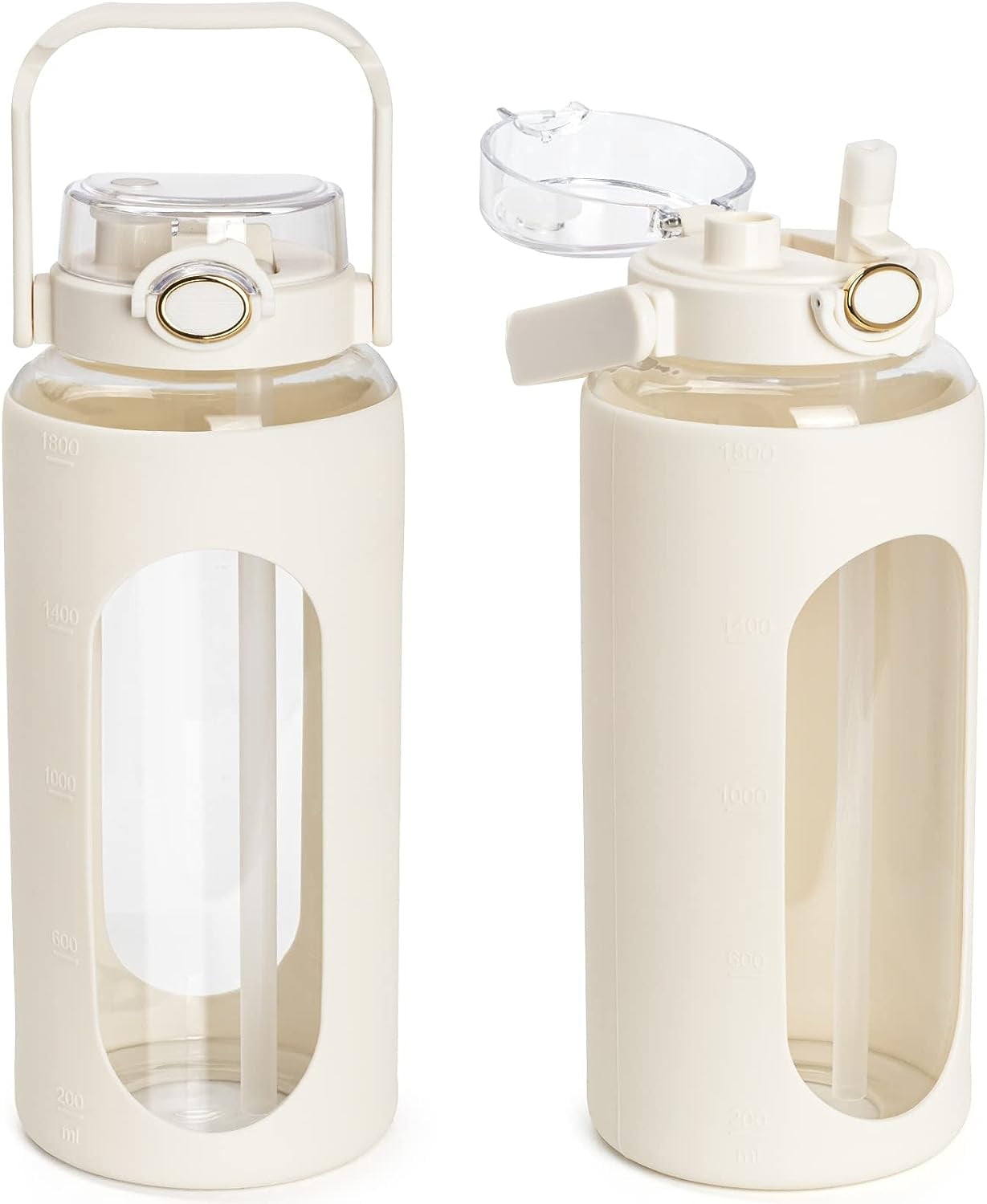 HAVEN & THE ETHEREAL GARDEN - BIG BOTTLE SIP KIT 1L (32 OZ) - Sip Kit:  Silicone Straw + Cap + Glass Water Bottle: 32oz