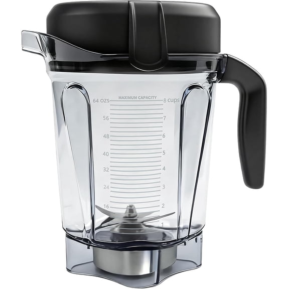 64oz Low-Profile Blender Pitcher Container, Compatible with 5200 750 7500 6300 VM0102 VM0103 VM0197 E310 Classic/Explorian/Commercial Series, BPA-Free, Replacement Jar Cup