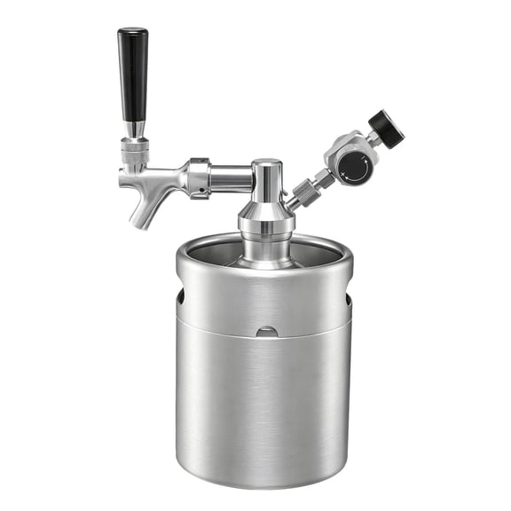 64oz Mini Keg, Pressurized Growler Tap System, 304 Stainless Steel Beer Kit, Self-Closing Faucet, Keeps Fresh and Carbonation for Homebrew, Craft and Draft Beer