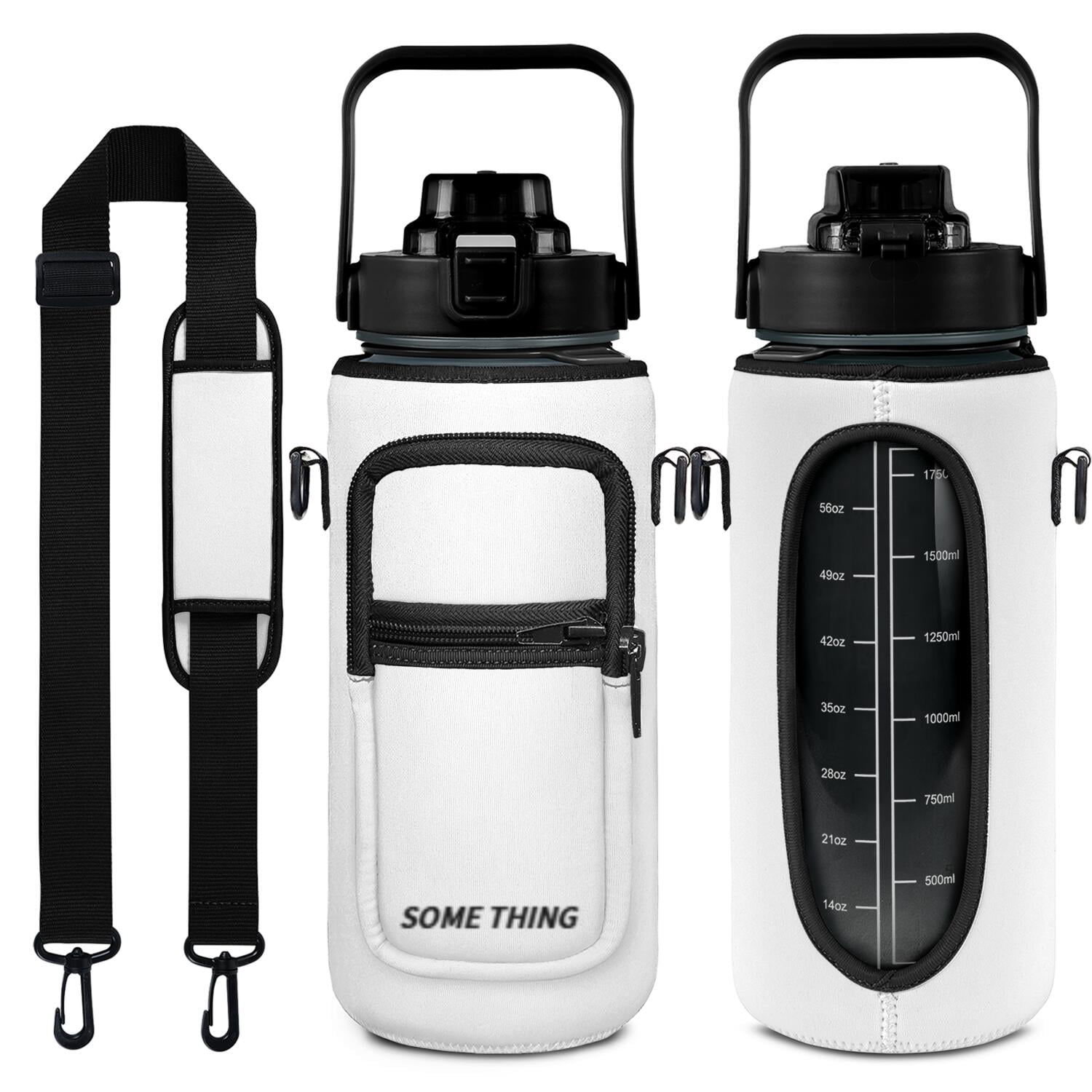 64oz Sports Water Bottle with Detachable Strap, Button-Operated Lid, and Straw - Perfect for Hydration on the Go