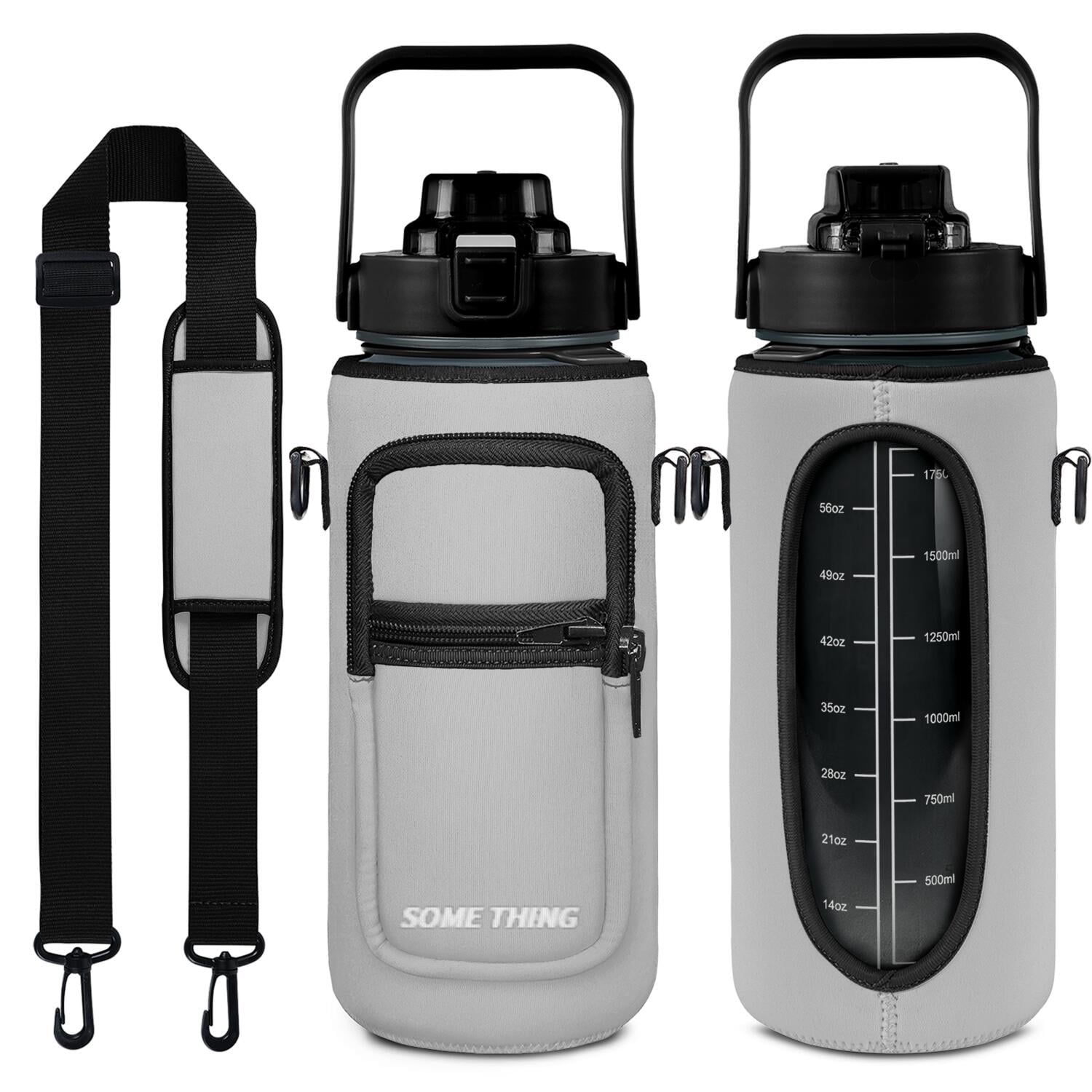 64oz Sports Water Bottle with Detachable Strap, Button-Operated Lid, and Straw - Perfect for Hydration on the Go