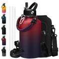 thumbnail image 1 of 64oz Stainless Steel Water Bottles - Vacuum Insulated Water Bottle with Straw & Spout Lids, Half Gallon Water Jug with Carrier Bag, Paracord Handle, Leak Proof Metal Water Flask for Sports Gym Travel, 1 of 8