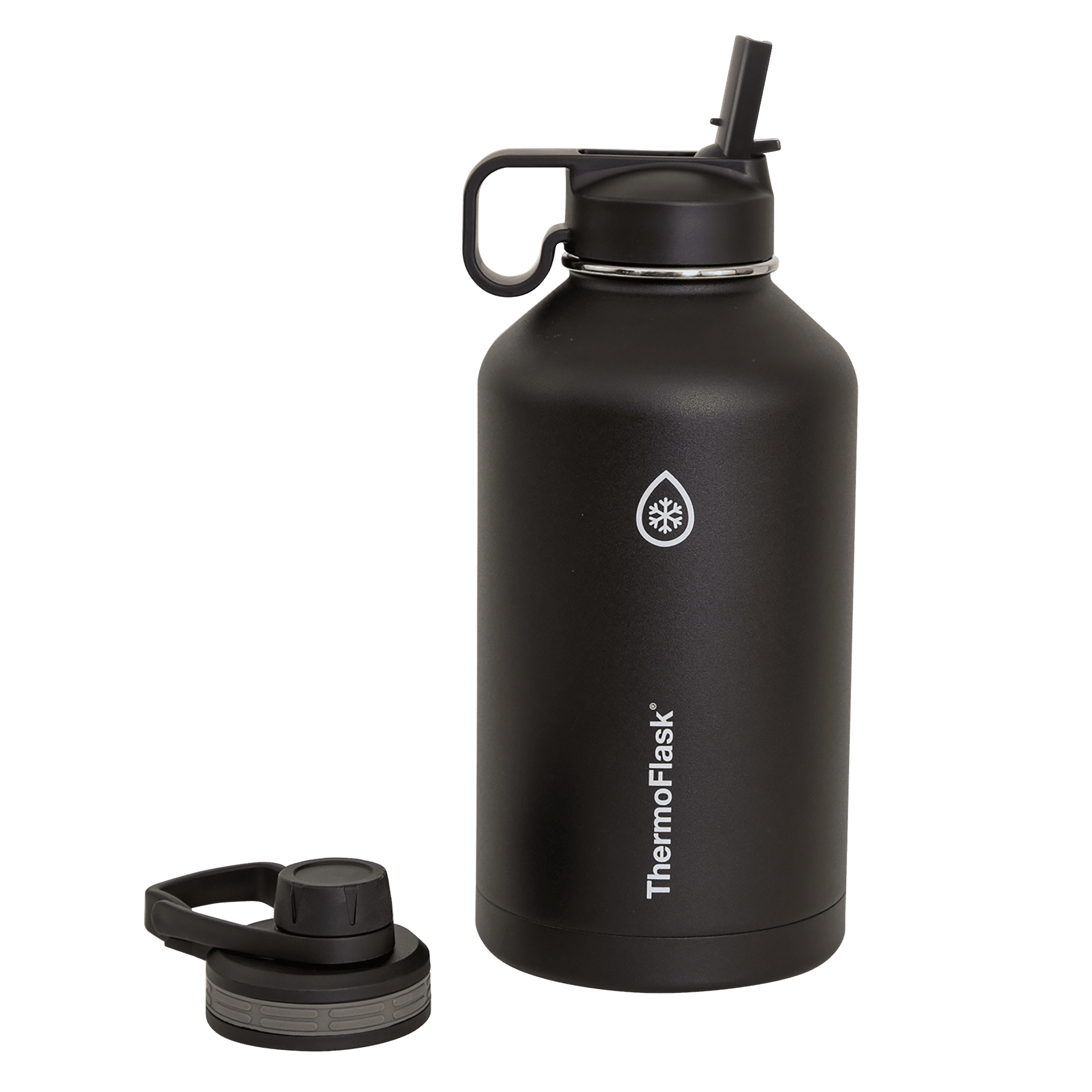 64oz Thermoflask Bottle with Chug and Straw Lid, Black