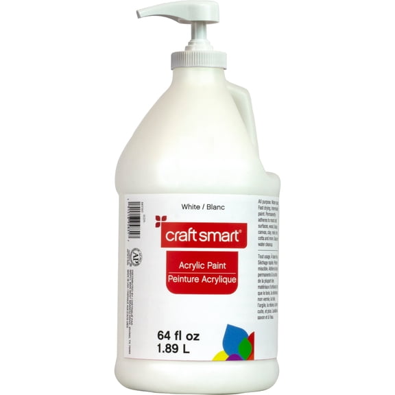 Craft Smart 64oz. White Acrylic Paint - Fast Drying Paint for Drawing, Painting, Art & Crafts Supplies - 1 Pack
