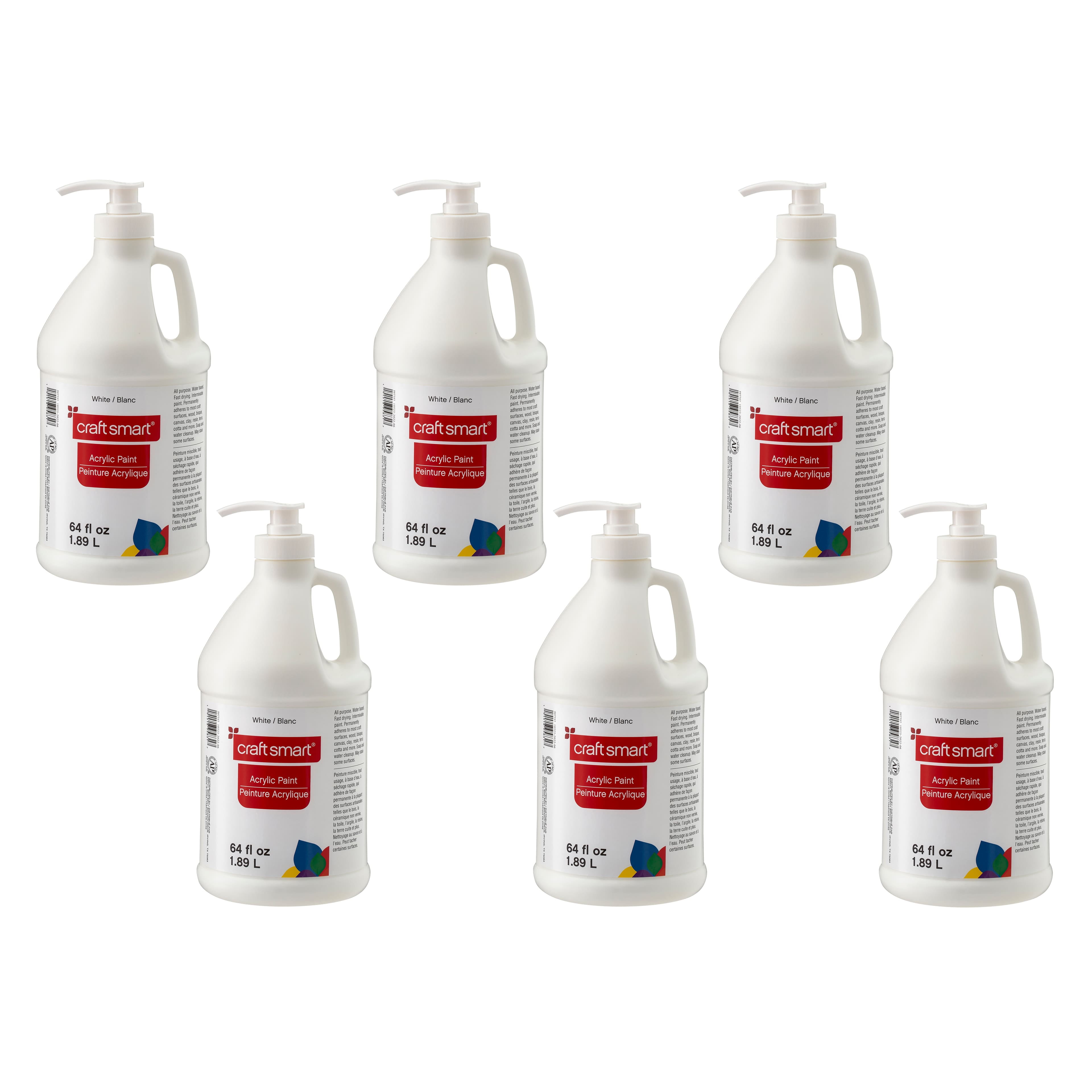 Craft Smart 64oz. White Satin Acrylic Paint - Non-Toxic Paint for Drawing, Painting, Art & Crafts Supplies - Bulk 6 Pack