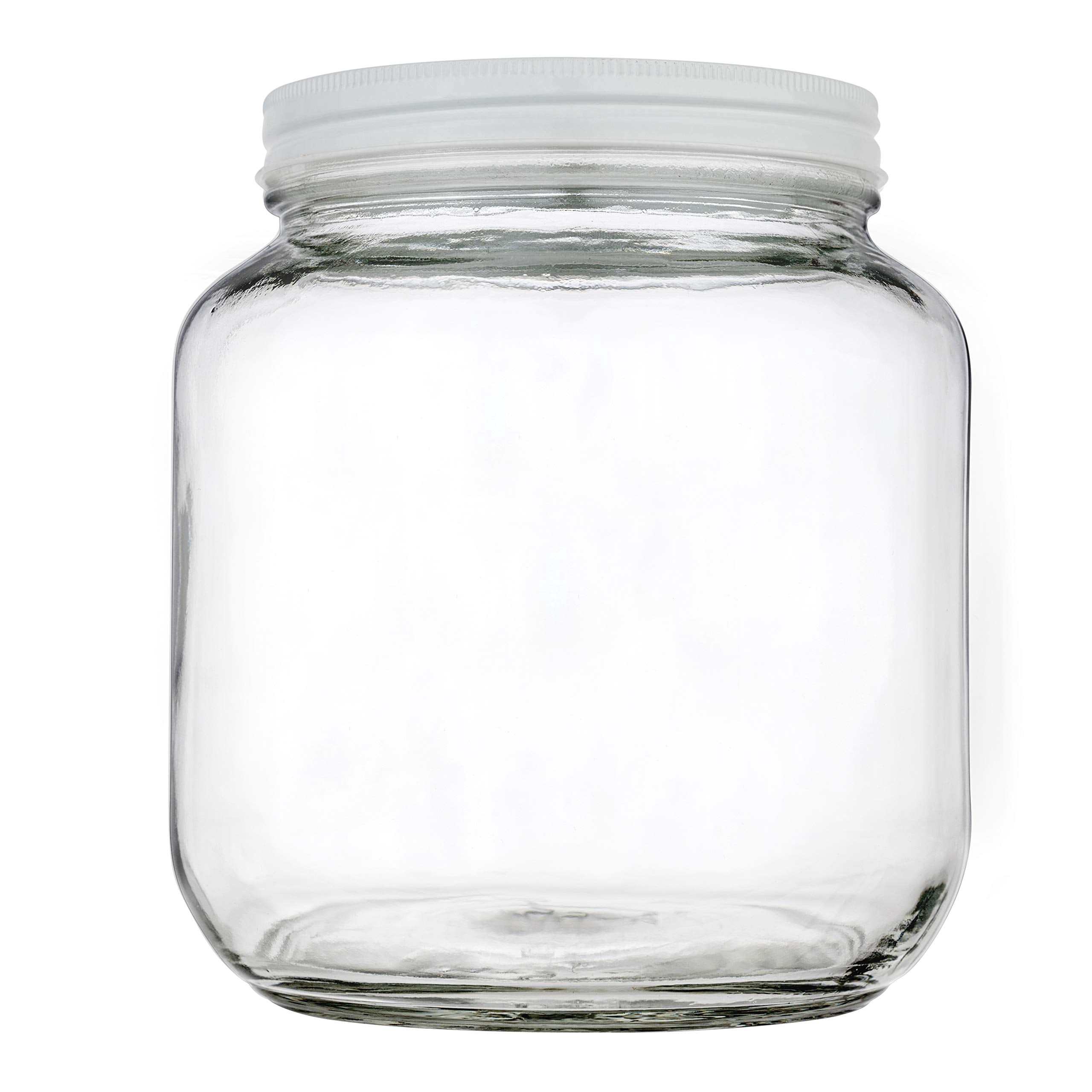 64oz Wide Mouth Half Gallon Mason Jar with Airtight Lid, Clear Glass for Canning Pickling Storing Dry Food, Bulk Snacks, Kombucha, Dishwasher Safe, Made in USA