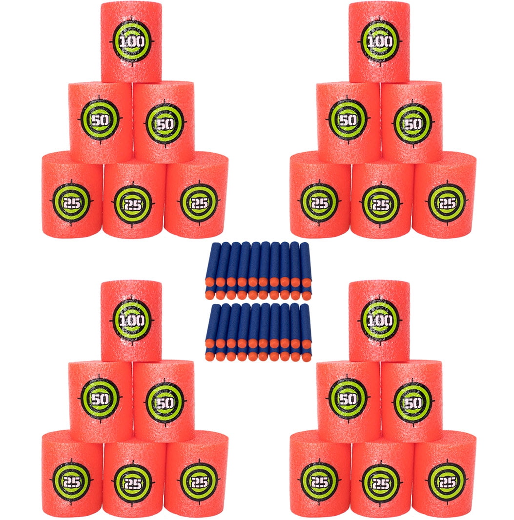 VITURIO 64pc Kit Soft Foam Targets for Nerf N-Strike Blasters and 40 Soft Darts for Practice