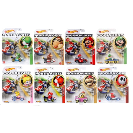 Mattel Hot Wheels Mario Kart Die-Cast Character Cars Collection (Pack of 8) GBG25-957K – Ages 3+
