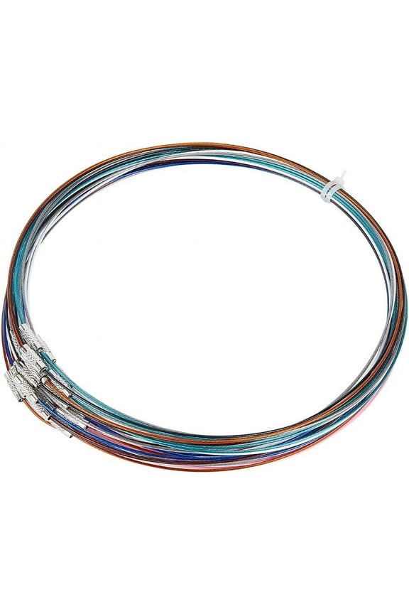 64pcs 17.5inch Stainless Steel Necklace Wire Cord Choker Chain with Brass Screw Clasp Wire Necklace Chains Wire Necklace Cord