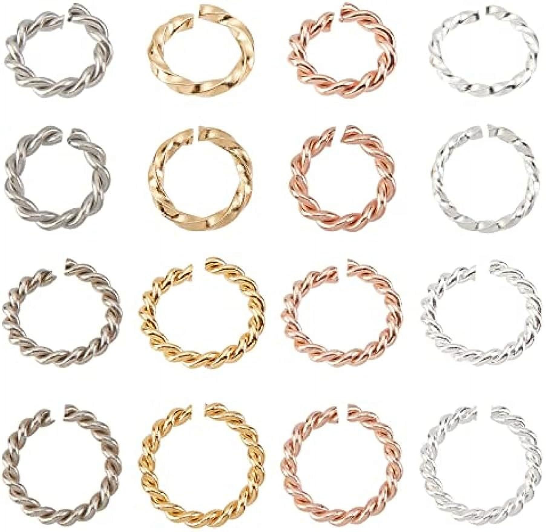 64pcs 2 Sizes 5mm/7mm 4 Colors Twisted Jewelry Connecting Rings Stainless  Steel Open Jump Rings Circle Chainmaille Rings for Jewelry Making 